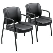 Furmax Office Reception Chairs Waiting Room Guest Chairs with Armrest Set of 2 (Black)